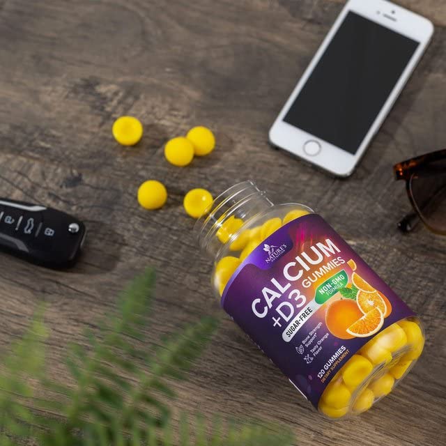 Chewable Calcium Supplements for Women & Men - Sugar Free Calcium with 400 IU Vitamin D3 Gummy for Bone, Teeth, & Immune Health Support - Non-GMO, Berry Flavored, Daily Vitamins Chews - 120 Gummies