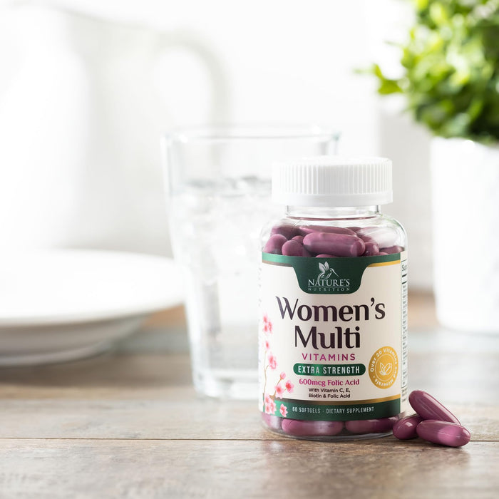 Multivitamin for Women with Iron, Calcium, Zinc, Vitamin A, C, D, E, & B Vitamins for Bone, Skin & Immune Health Support, Nature's Daily Womens Multivitamins for Women's Energy & Health, 60 Softgels