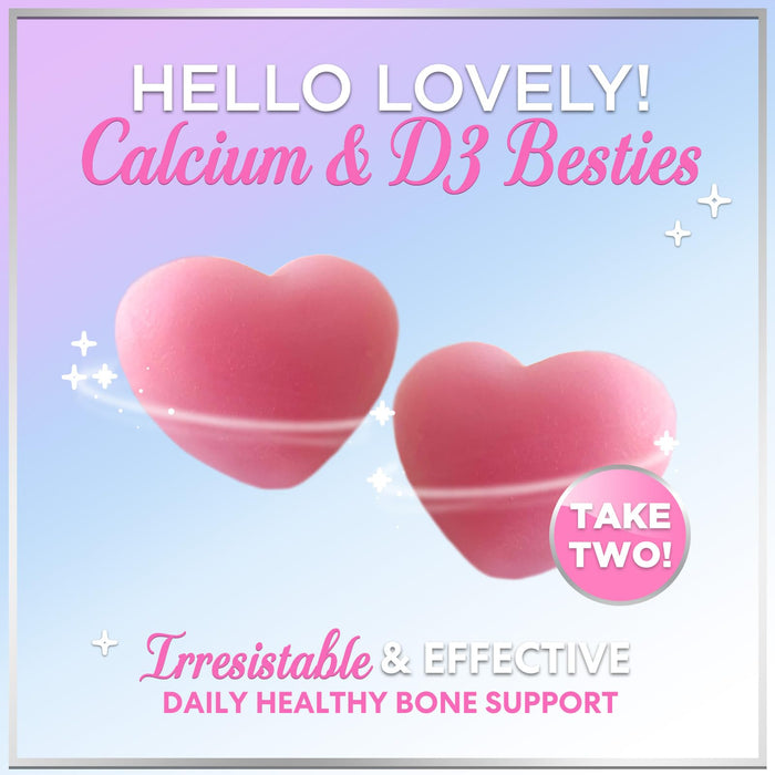 Calcium Supplements for Women - Sugar Free Calcium Gummies with Vitamin D3 for Bone Strength, Teeth & Immune Health Support, Natural Chews for Women & Men - Raspberry Flavored & Non-GMO - 60 Gummies