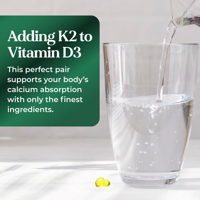 Vitamin D3 K2 5000 IU Plus with K2 (MK-7) 100 mcg - Vitamins D & K Complex Supplement for Bone, Teeth, Muscle, Calcium Absorption, Supports Immune & Heart Health, Non-GMO, Oil Formula - 120 Softgels