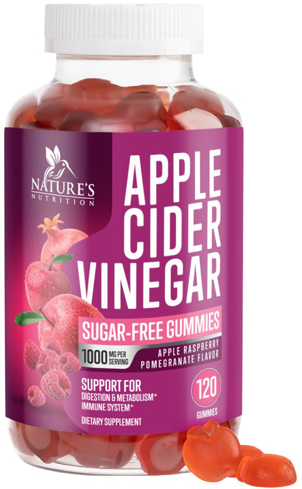 Apple Cider Vinegar Gummies Sugar Free 1000mg for Cleanse – 120 Gummies