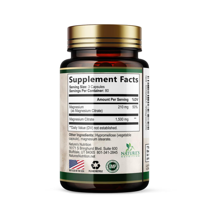 Magnesium (Citrate Oxide) 1000mg for Absorption – 240 Capsules
