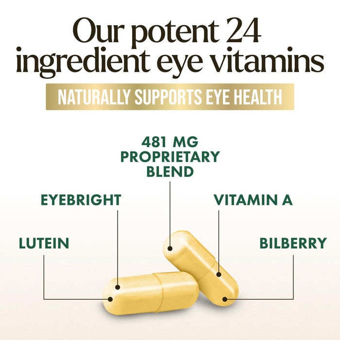 Eye Vitamins & Mineral Supplement - Contains Zinc, Copper, Lutein, & Zeaxanthin, Supports Dry Eye Strain, Vision Health for Adults, Non-GMO, Vegan Eye Care Pills & Minerals Supplements - 120 Capsules