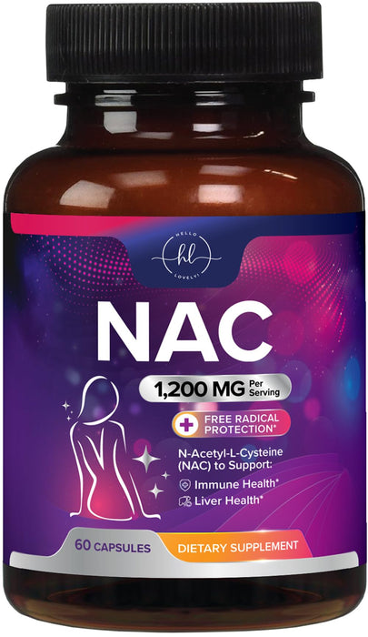 NAC Supplement – N-Acetyl L-Cysteine 1200mg – Supports Liver, Lung & Immune Health - Antioxidants for Respiratory Support & Fight Free Radicals – High Absorption, Non-GMO, Gluten-Free – 60 Capsules