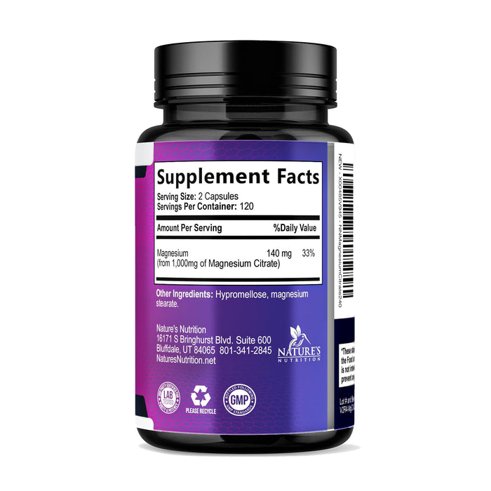 Magnesium Citrate 1000 mg for Absorption – 240 Capsules