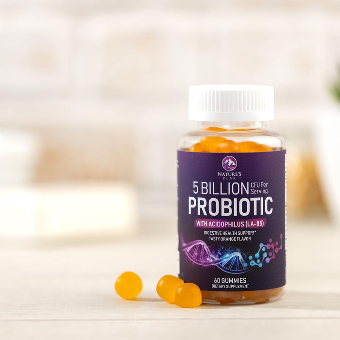 Probiotic Gummies for Women, Men & Teens - 5 Billion CFUs, 6 Pro Biotic Strains - Daily Probiotic Gummy Supplement for Natural Digestive Health, “Good” Gut & Immune Support, Orange Flavor - 60 Count