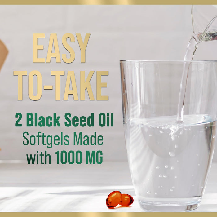 Black Seed Oil Softgels 1000mg - Premium Nigella Sativa Blackseed, Pure Natural Black Cumin Seed Oil & Antioxidant for Skin & Immune Support - Non GMO, Bottled in USA Supplement - 60 Softgels