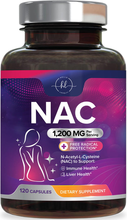 NAC Supplement – N-Acetyl L-Cysteine 1200mg – Supports Liver, Lung & Immune Health - Antioxidants for Respiratory Support & Fight Free Radicals – High Absorption, Non-GMO, Gluten-Free – 120 Capsules