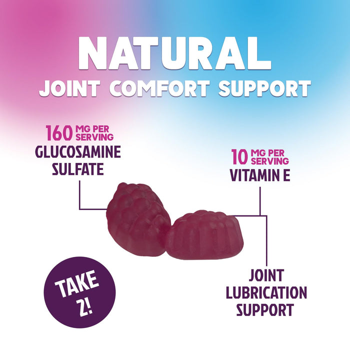 Joint Support Gummies Glucosamine Plus Vitamin E - Nature's Joint Support Supplement for Occasional Discomfort for Back, Knees & Hands - Cartilage & Joint Health & Flexibility Support - 60 Gummies