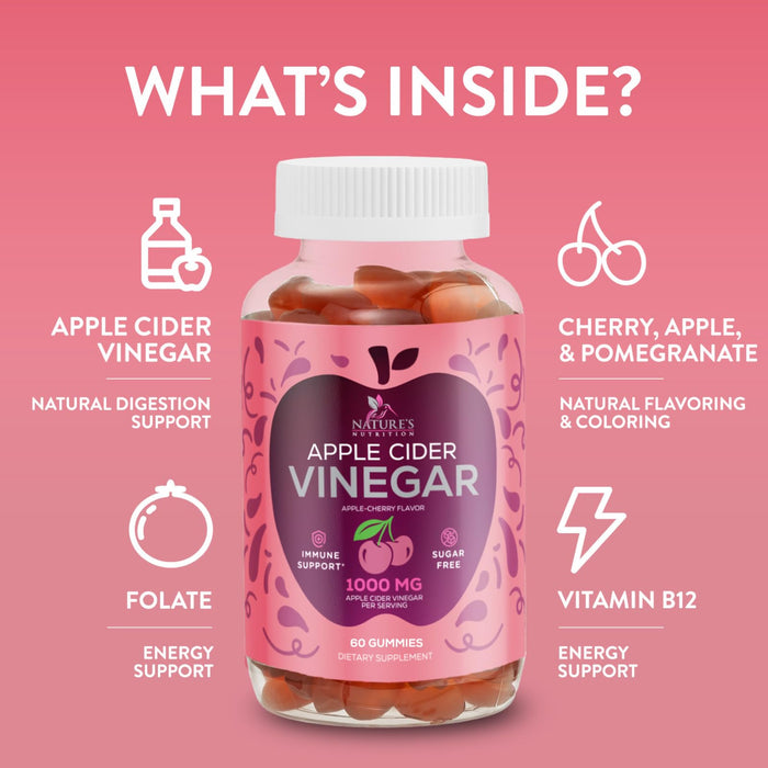 Vegan Apple Cider Vinegar Gummy 1000mg – 60 Gummies