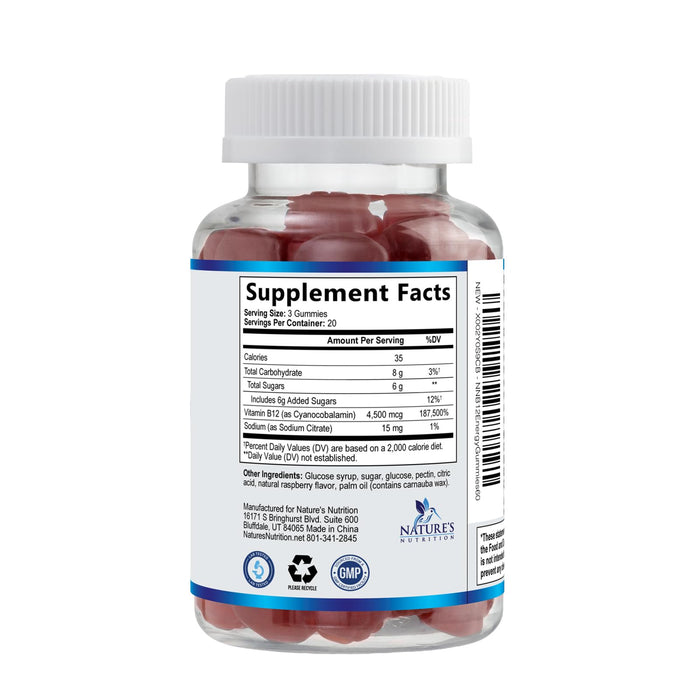 B-12 Vitamin Energy Gummies – 4500mcg – 60 Count