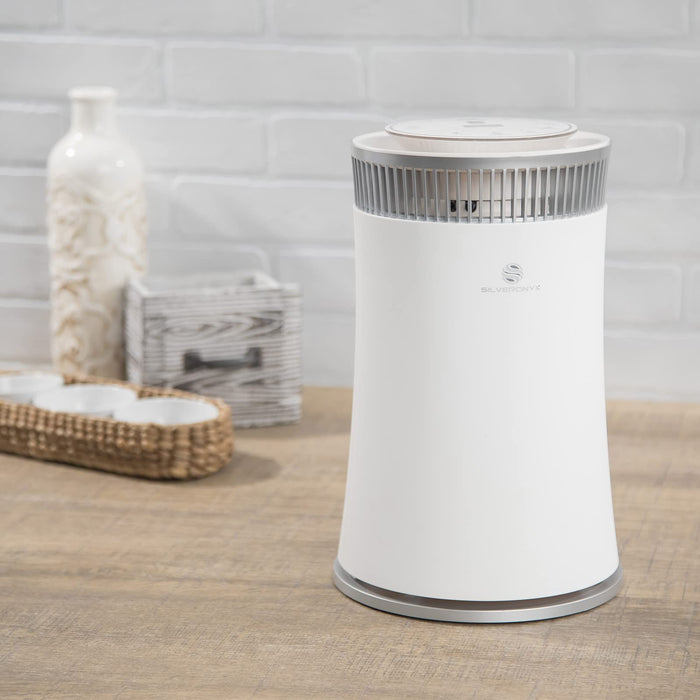 Air Purifier for Home Large Room – Covers Up to 500 Sq Ft, 5-in-1 HEPA Filter System for Allergies, Pets, Smoke, Remove Dust & Odor – Quiet Sleep Mode, High Filtration Efficiency – SILVERONYX, White