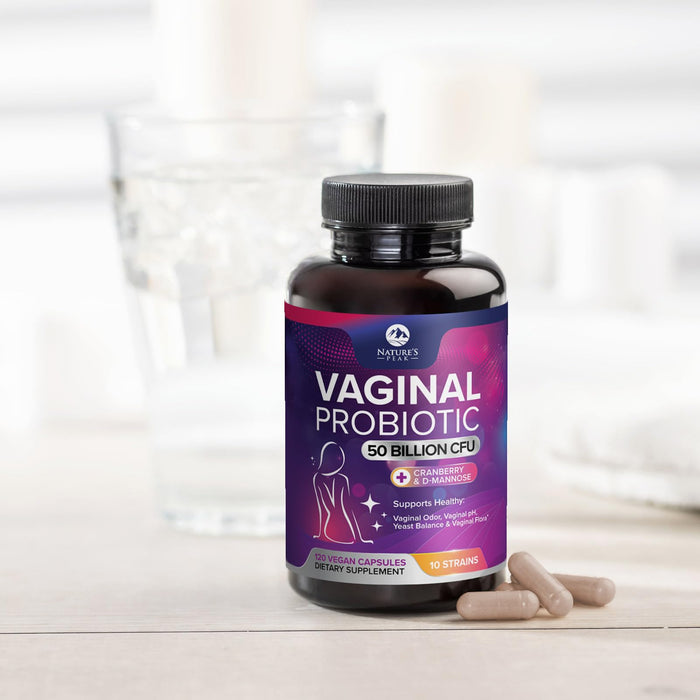 Vaginal Probiotics for Women pH Balance with Prebiotics, 50 Billion CFU, 10 Probiotic Strains, Cranberry, D-Mannose & XOS - Healthy Vaginal Odor & Flora, UT & Feminine Digestive Health - 120 Capsules