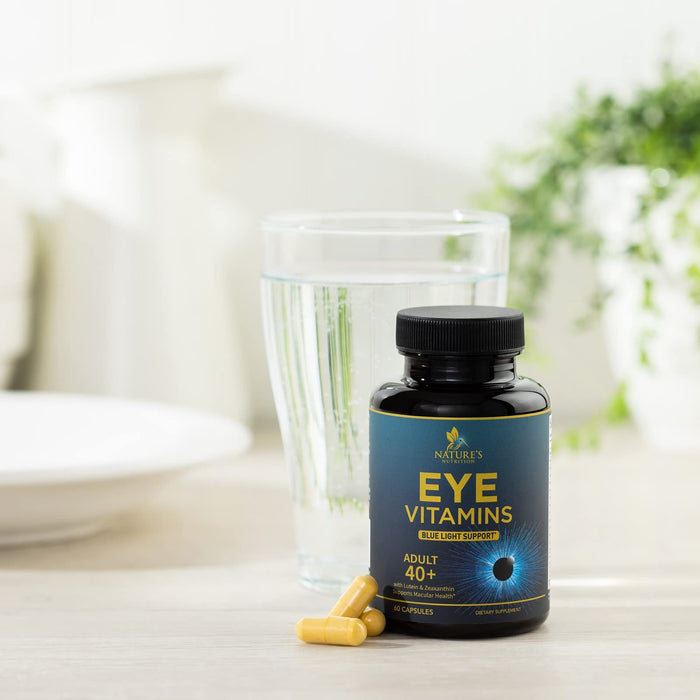 Eye Vitamins & Mineral Supplement - Contains Lutein, Zinc, Vitamins C, E & Zeaxanthin - Supports Eye Strain, Vision Macular Health & Dry Eyes for Seniors with Lycopene, Gluten Free - 60 Capsules