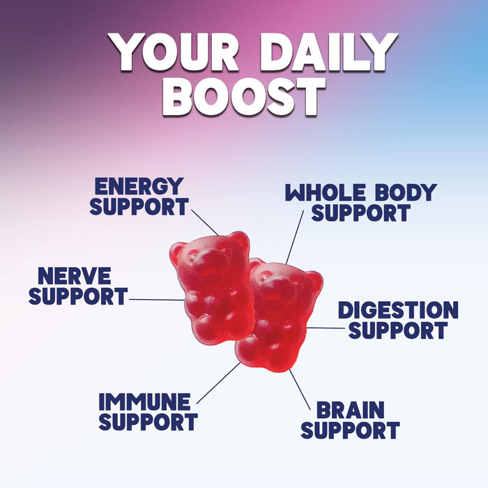 Energy Gummies 1000 mcg Vitamin B12, Green Tea Natural Caffeine Support, Daily Energy Gummies Vitamins, Delicious Berry Flavor B12 Chewable Exercise Supplement for Running Cycling & Sports - 60 Chews