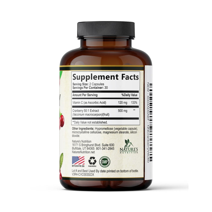 Cranberry Pills for Women – 500mg – 60 Capsules