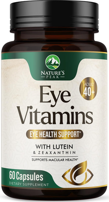 Eye Vitamins & Mineral Supplement - Contains Zinc, Copper, Lutein, & Zeaxanthin, Supports Dry Eye Strain, Vision Health for Adults, Non-GMO, Vegan Eye Care Pills & Minerals Supplements - 60 Capsules