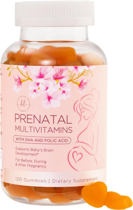 Prenatal Vitamins for Women with DHA & Folic Acid - Best Prenatal Multivitamin Gummies for Women, Brain Development Support, Folate, Vitamin C, D3 & B12, Pre Natal Pregnancy Supplement - 120 Gummies