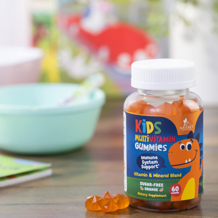Multivitamin for Kids Gummies - Vitamin D3, C, B12, B6, A & Zinc, Daily Children Vitamins for Immune Support, Sugar-Free, Chewable Multivitamin Gummy for Toddlers & Kids, Orange Flavor - 60 Gummies
