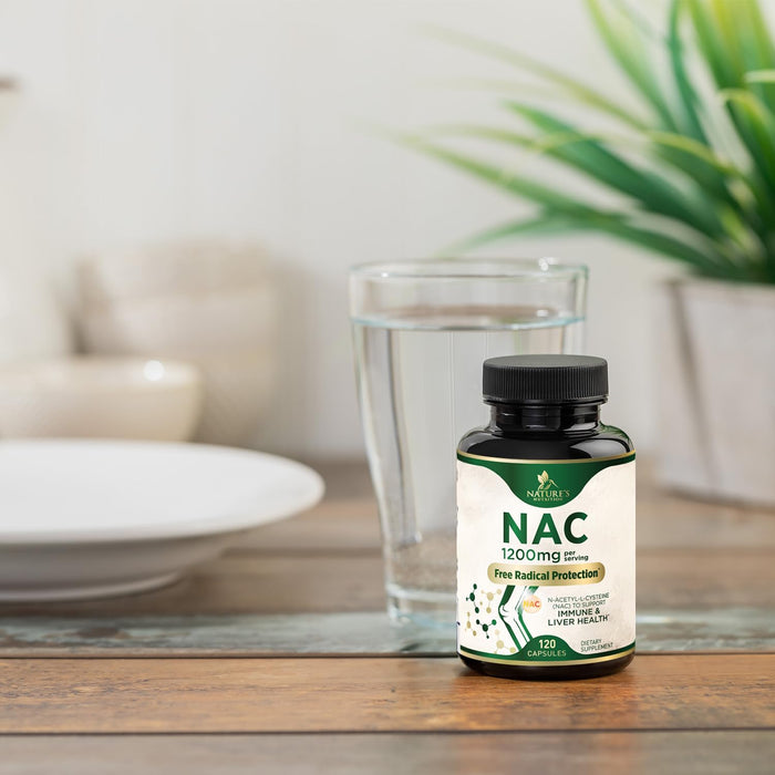 NAC Supplements N-Acetyl L-Cysteine (NAC) 1200 mg - NAC Supplement for Lung Health & Immune Support, Liver Support & Antioxidants, Freefrom N-Acetylcysteine, Gluten Free, Non-GMO, 120 Veggie Capsules