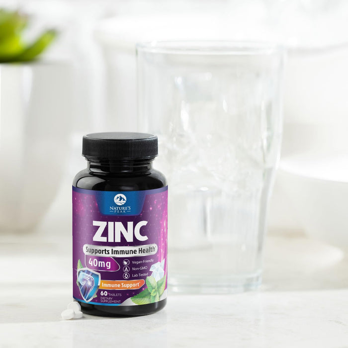 Zinc Supplement 40mg - Immune Support for Women & Men - High Potency Antioxidant, Chelated for Superior Absorption, Dietary Supplement Vitamin for Immune Health Support - 60 Tablets (60 Day Supply)