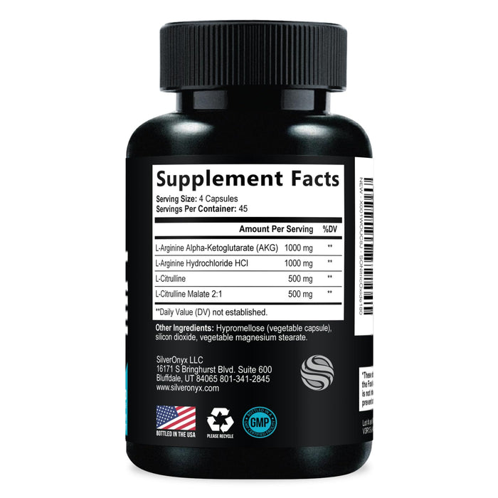 Nitric Oxide Formula with L-Arginine + Citrulline – 180 Capsules