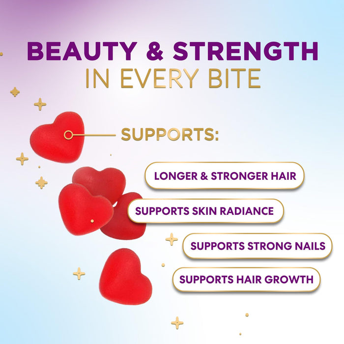 Hair Vitamins Gummies with Biotin 5000 mcg - Stronger, Radiant Hair, Skin & Nails Supplement - Vitamin E & C, Hair Growth Support Vitamin for Women & Men, Non-GMO & Gluten Free - 60 Gummies