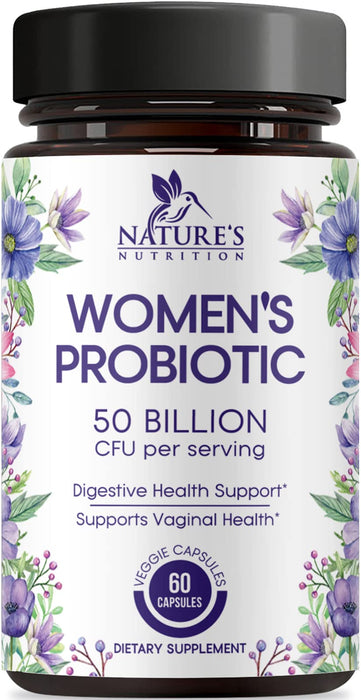Probiotics for Women 50 Billion CFU - Digestive Health, Vaginal pH & Immune Support, Prebiotics & Cranberry, Gut Health & Urinary Support, 5 Strains, Shelf Stable Women's Probiotic - 60 Capsules