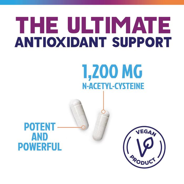 N-Acetyl Cysteine (NAC) 1200 mg – Premium Antioxidant & Immune Support - Glutathione Precursor for Liver, Lung & Respiratory Support – Nature's Fast Absorption, Non-GMO, Gluten-Free - 60 Capsules