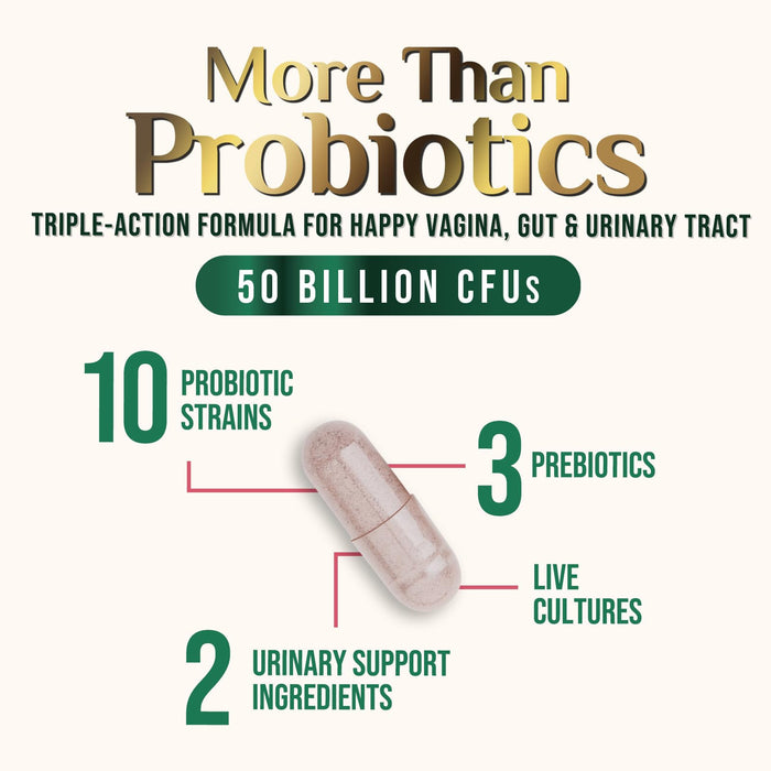 Vaginal Probiotics for Women - pH Balance, Digestive, UT & Feminine Health Support - 50 Billion CFU, 10 Probiotic Strains, Cranberry & Prebiotics - Vag Women Health Supplements - 120 Capsules