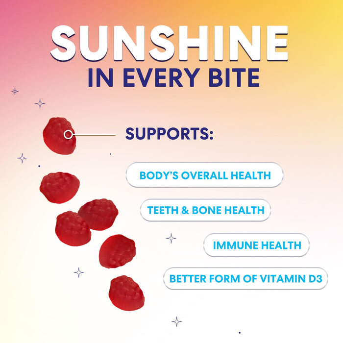 Vitamin D3 Supplement Gummy 5000 IU (125 mcg) Dietary Vitamins D for Men & Women - Bone, Teeth, Muscle & Immune Health Support, High Potency VIT D3 Nature's Non-GMO & Gluten Free - 120 Gummies