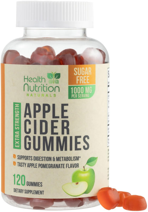 Apple Cider Vinegar Gummies - Sugar Free ACV Gummy Vitamins, Max Strength 1000mg, Supports Metabolism & Energy, Keto Friendly, Vitamin B12, Gelatin-Free, Gluten-Free, Vegan & Non-GMO - 120 Gummies