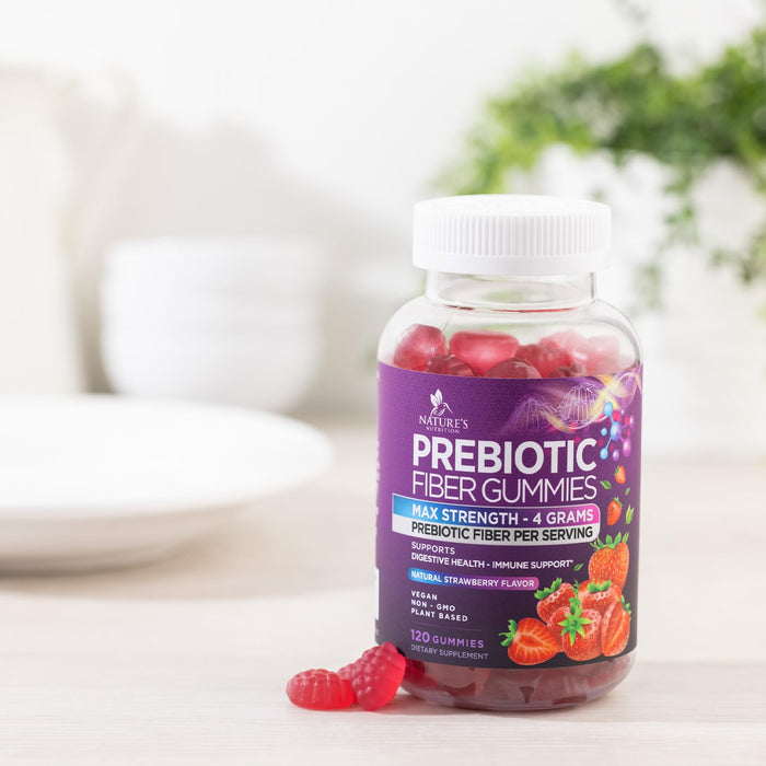 Fiber Gummies for Adults, Daily 4g Gummy Fiber Supplement, Prebiotic Gummy Digestive Health Support - Plant Based Soluble Fiber Chews, Prebiotics Supports Regularity & Digestion Non-GMO - 120 Gummies