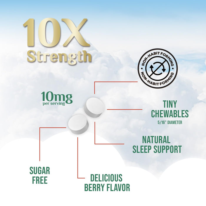 Melatonin 10 mg Fast Dissolve, Melatonin Supplements for Restful Sleep, Natural Sleep Support Supplement for Adults, Extra Strength Strawberry-Flavored Tablets, Sugar Free, 240 Tablets, 120 Day Supply