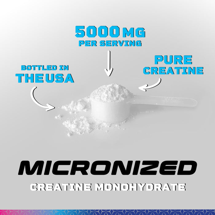 Creatine Monohydrate Powder 5000mg - Micronized Unflavored - 60 Servings