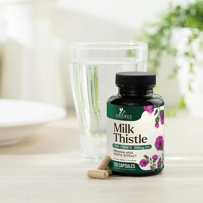 Milk Thistle Extract - Liver Cleanse Detox & Repair Formula with Dandelion Extract 1000mg - Herbal Liver Supplement - Nature's Milk Thistle w/Silymarin Marianum, Supports Liver Health - 120 Capsules