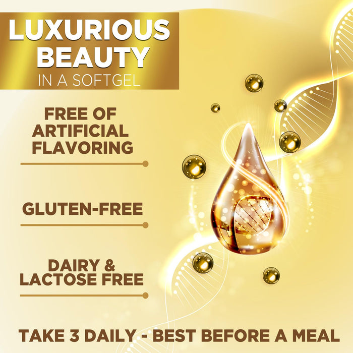 Hair Vitamins Biotin 5000 mcg Collagen for Hair Skin and Nails Vitamin Nature's, Supports Supplement Fast Fuller Thicker Healthy Growth Support, with Hyaluronic Acid Women & Men, Non-GMO, 60 Softgels