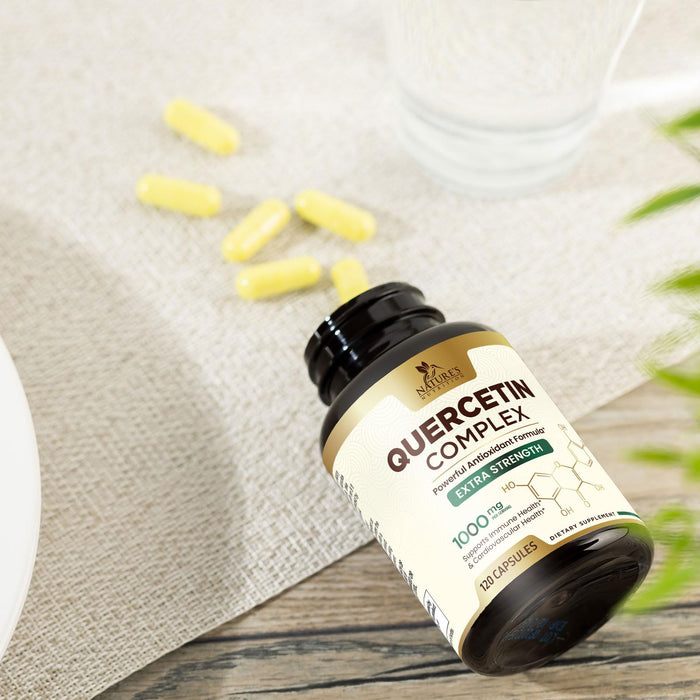Quercetin 1000mg Per Serving – Extra Strength Quercetin Dihydrate Capsules from Sophora Japonica – Plant-Based Bioflavonoids for Cellular & Immune Support – Non-GMO, Vegan - 120 Veggie Capsules