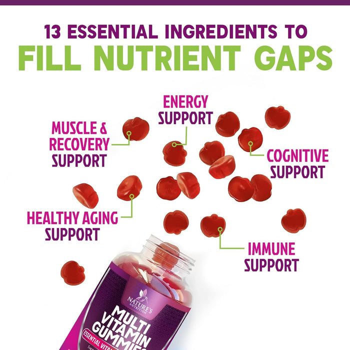 Multivitamin Gummies for Adults, Daily Gummy Vitamins & Minerals for Women & Men, Immune Support Gummy Multivitamins Supplement, Adult Multi VIT Vitamin with Vitamins A, C, D3, B12, Zinc, 60 Gummies