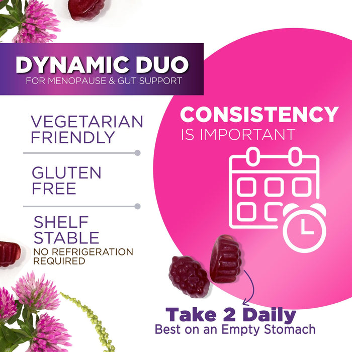 Menopause Supplements for Women - 3 Billion CFU Natural Menopause Relief for Mild Hot Flashes & Night Sweats, PH, Vaginal Health Support Probiotics for Women Gummy, Probiotic Supplement - 60 Gummies