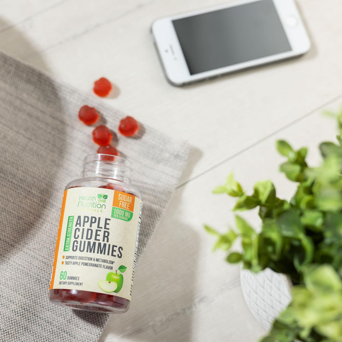 Apple Cider Vinegar Gummies - Sugar Free ACV Gummy Vitamins, Max Strength 1000mg, Supports Metabolism & Energy, Keto Friendly, Vitamin B12, Gelatin-Free, Gluten-Free, Vegan & Non-GMO - 60 Gummies