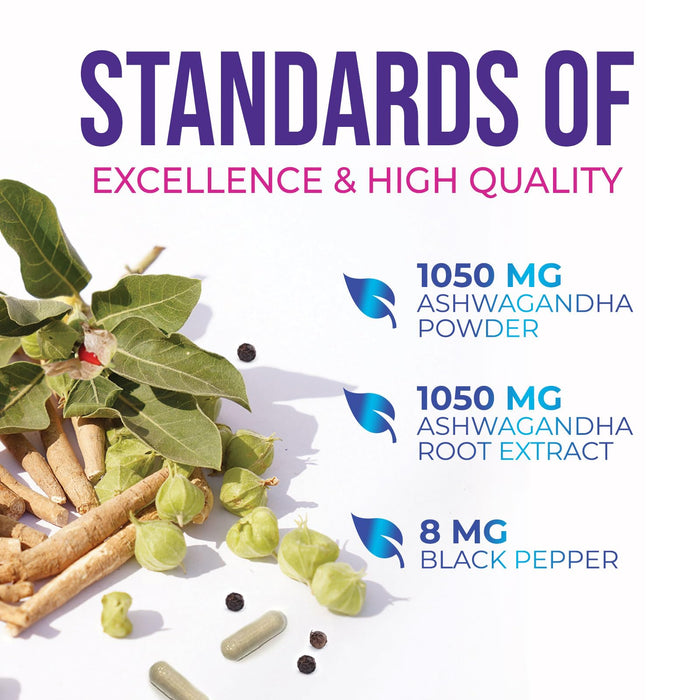 Ashwagandha Supplement 2100mg - Extra Strength Herbal Root Extract, Best Ashwagandha Supplements for Men & Women, Restore, Unwind, Calm Support Formula, Vegetarian, Non-GMO, Gluten-Free, 120 Capsules