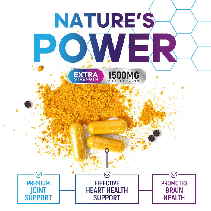 Turmeric Curcumin Supplement with BioPerine 95% Curcuminoids 1500mg with Black Pepper for Best Absorption - Best Natural Vegan Joint Support - Bottled in USA, Non-GMO, Organic Tumeric - 360 Capsules