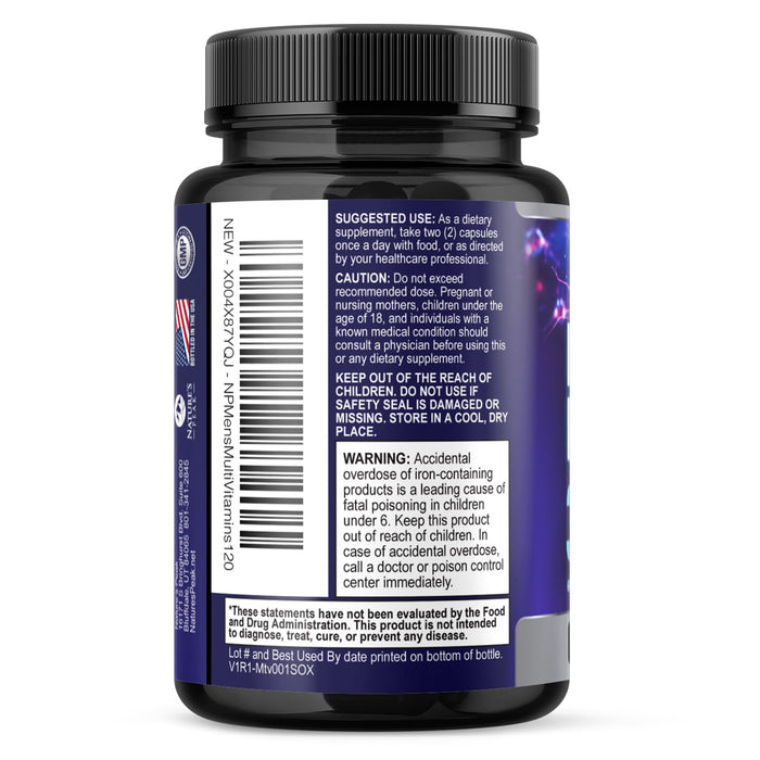 Men's Daily Multivitamin - Vitamins A, C, D, E, B12 + Zinc - 120 Capsules
