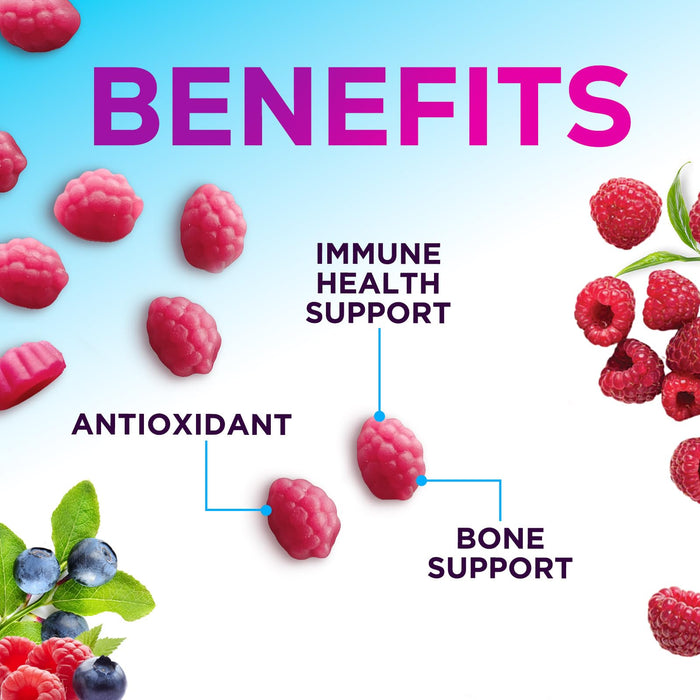 Zinc Gummies 50mg - Bone Skin & Immune Support Health Gummy & Premium Antioxidant Chewable for Adults - High Absorption Vegan, Gluten Free Zinc Supplements Vitamin - Tasty Berry Flavor - 60 Gummies