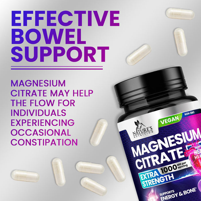Magnesium Citrate 1000 mg for Absorption – 180 Capsules