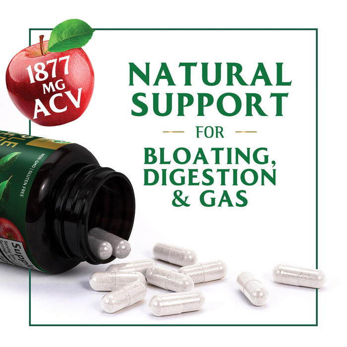 Apple Cider Vinegar Capsules ACV Supplements 1877mg, Vitamin D3, Zinc & Best ACV Supplement Pills Supporting Gut Health for Better Digestion, Immune System Support, Non-GMO & Gluten Free, 60 Capsules
