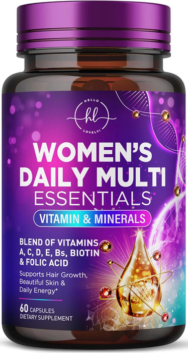 Multivitamin for Women - 3X Strength Daily Women Multivitamin, Vitamins A, D, C, E, Biotin, Folic Acid, Calcium, & Iron, Complete Multi Vitamin for Beautiful Hair & Skin, Bottled in USA, 60 Capsules