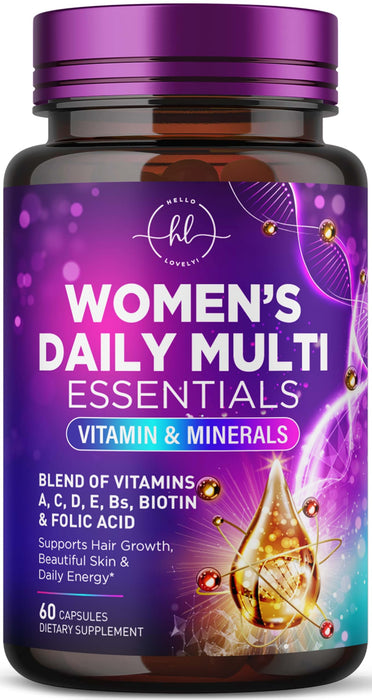 Women's Daily Multivitamin - Vitamins A, C, D, E, Biotin + Iron - 60 Capsules