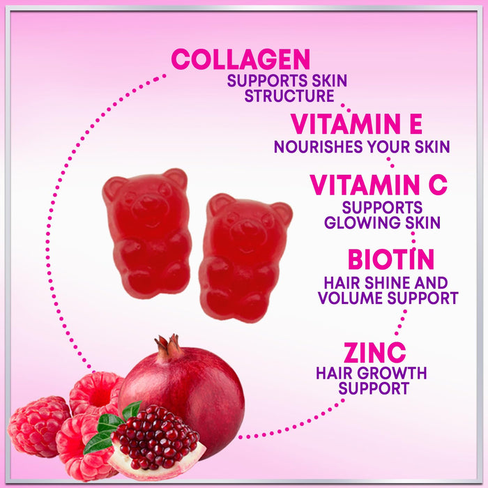 Collagen Gummies for Women - Extra Strength Collagen Peptides Gummy with Vitamin C, Zinc and Biotin, Hydrolyzed Protein Peptides Supplement for Hair, Nail & Healthy Skin Support, Non-GMO - 120 Gummies